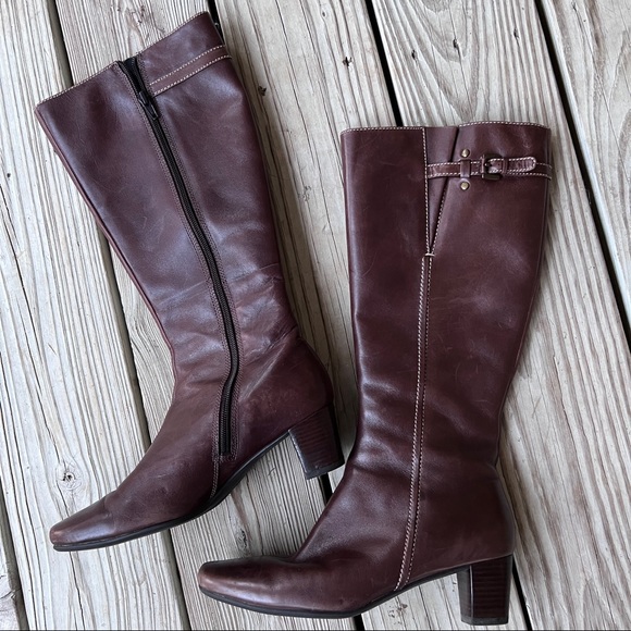 Ecco Shoes - Ecco brown tall boots low heel 38 7.5